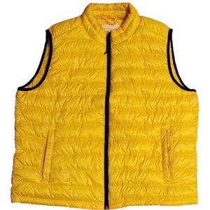 Aeropostale Bright Neon Yellow Puffer Vest 2 Pockets Unisex Size XL Pre-owned